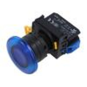 Přepínač: tlačítkový 22mm Stab.pol: 1 NO modrá LED IP65 pol: 2
