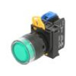 Přepínač: tlačítkový 22mm Stab.pol: 2 NO zelená LED IP65 pol: 2