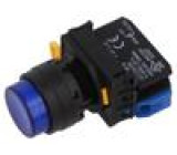 Přepínač: tlačítkový 22mm Stab.pol: 1 NO modrá LED IP65 pol: 2