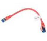 Patch cord S/FTP 6a lanko CCA LSZH červená 0,25m 26AWG