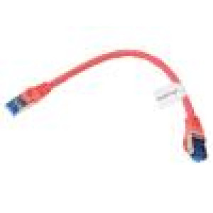 Patch cord S/FTP 6a lanko CCA LSZH červená 0,25m 26AWG