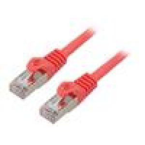 Patch cord F/UTP 6 lanko CCA PVC červená 0,25m 26AWG Žíly: : 8