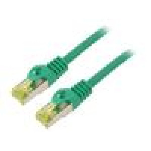 Patch cord S/FTP 6a lanko Cu LSZH zelená 1m 27AWG Žíly: : 8