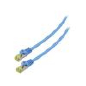 Patch cord S/FTP 6a lanko Cu LSZH modrá 0,5m 27AWG Žíly: : 8
