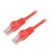 Patch cord U/UTP 5e lanko CCA PVC červená 0,25m 26AWG