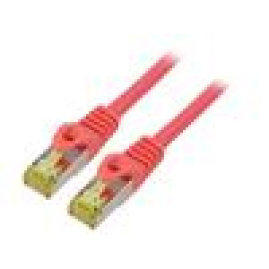 Patch cord S/FTP 6a lanko Cu LSZH červená 1m 27AWG Žíly: : 8