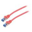 Patch cord S/FTP 6a lanko CCA LSZH červená 2m 26AWG Žíly: : 8