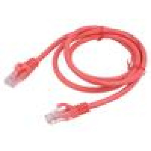 Patch cord U/UTP 6 lanko CCA PVC červená 1m 26AWG Žíly: : 8
