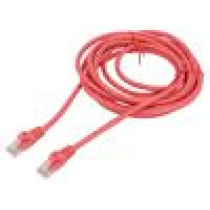 Patch cord U/UTP 6 lanko CCA PVC červená 3m 26AWG Žíly: : 8