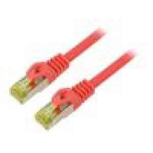 Patch cord S/FTP 6a lanko Cu LSZH červená 0,25m 27AWG