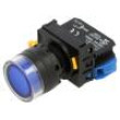 Přepínač: tlačítkový 22mm Stab.pol: 2 NO modrá LED IP65 pol: 2