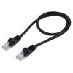 Patch cord U/UTP 5e lanko CCA PVC černá 0,5m 26AWG Žíly: : 8