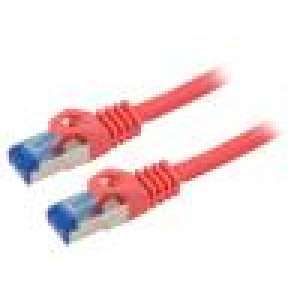 Patch cord S/FTP 6a lanko CCA LSZH červená 0,5m 26AWG