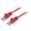 Patch cord U/UTP 6 lanko CCA PVC červená 1,5m 26AWG Žíly: : 8