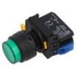 Přepínač: tlačítkový 22mm Stab.pol: 1 NO zelená LED IP65 pol: 2