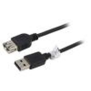 Kabel USB 2.0 USB A zásuvka,USB A vidlice 5m černá Žíla: Cu