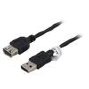 Kabel USB 2.0 USB A zásuvka,USB A vidlice 1,8m černá Žíla: Cu