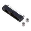 10+10 Pos. Male DIL Vertical Throughboard Conn. Jackscrews
