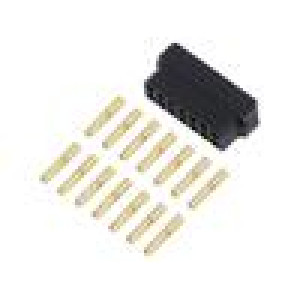 7+7 Pos. Female DIL 24-28AWG Cable Conn.