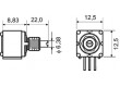 Potenciometr axiální, jednootáčkový 10kΩ 1W 6,35mm THT