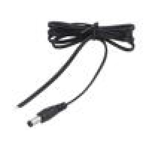 Kabel 2x0,5mm2 DC 5,5/2,1 zástrčka přímý černo-šedá,černá 1m