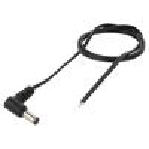 Kabel 2x0,5mm2 DC 5,5/2,5 zástrčka úhlový černo-šedá,černá