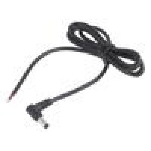 Kabel 2x0,5mm2 DC 5,5/2,1 zástrčka úhlový černá 1m -20÷80°C