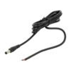 Kabel 2x0,5mm2 DC 5,5/2,5 zástrčka přímý černá 1,5m -20÷80°C
