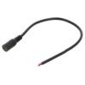 Kabel 2x0,5mm2 DC 5,5/2,5 zásuvka přímý černá 0,25m -20÷80°C