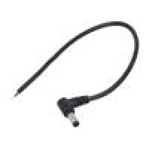 Kabel 2x0,5mm2 DC 5,5/2,5 zástrčka úhlový černá 0,25m