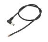 Kabel 2x0,5mm2 DC 5,5/2,5 zástrčka úhlový černá 0,5m