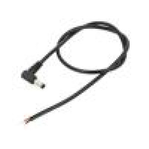 Kabel 2x0,5mm2 DC 5,5/2,5 zástrčka úhlový černá 0,5m