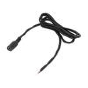 Kabel 2x0,5mm2 DC 5,5/2,1 zásuvka přímý černá 1m -20÷80°C