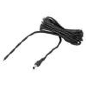Kabel 2x0,5mm2 DC 5,5/2,1 zástrčka přímý černá 3m -20÷80°C