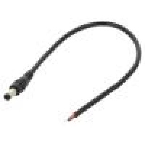 Kabel 2x0,5mm2 DC 5,5/2,1 zástrčka přímý černá 0,25m