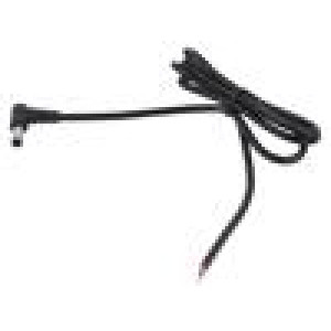 Kabel 2x0,5mm2 DC 5,5/2,5 zástrčka úhlový černá 1m -20÷80°C