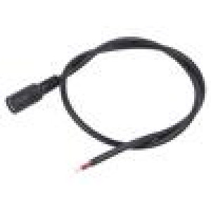 Kabel 2x0,5mm2 DC 5,5/2,5 zásuvka přímý černá 0,5m -20÷80°C