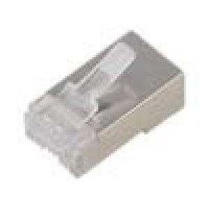 Zástrčka RJ45 PIN: 8 Kat: 5e stíněný,průchozí Obvod: 8p8c IDC