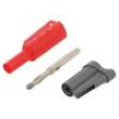 Zástrčka banánek 4mm 36A 1kVAC červená izolované 58,9mm