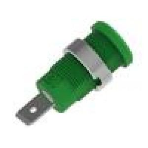 Zásuvka banánek 4mm 36A 1kV zelená niklovaný izolované