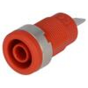 Zásuvka banánek 4mm 36A 1kV červená niklovaný izolované