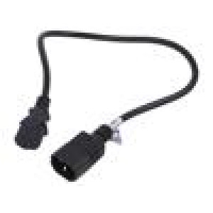 Kabel 3x0,5mm2 IEC C13 zásuvka,IEC C14 vidlice PVC 0,5m 10A