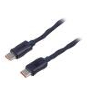 Kabel USB 2.0 USB C vidlice,z obou stran 2m černá textilní
