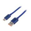Kabel USB 2.0 USB A vidlice,USB C vidlice 2m modrá textilní