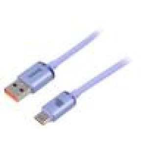 Kabel USB 2.0 USB A vidlice,USB C vidlice 1,2m fialová 100W