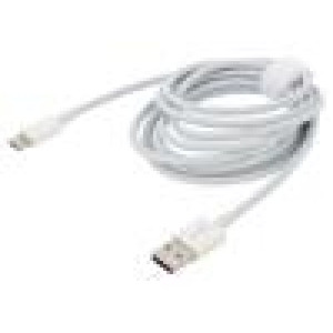 Kabel USB A vidlice,USB C vidlice 2m bílá 66W