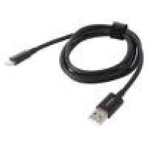 Kabel USB A vidlice,USB C vidlice 1m černá textilní 65W