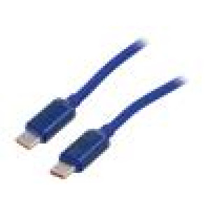 Kabel USB 2.0 USB C vidlice,z obou stran 2m modrá textilní