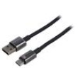 Kabel USB A vidlice,USB C vidlice 1m černá textilní 100W