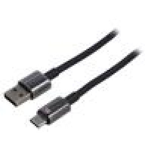 Kabel USB A vidlice,USB C vidlice 1m černá textilní 100W